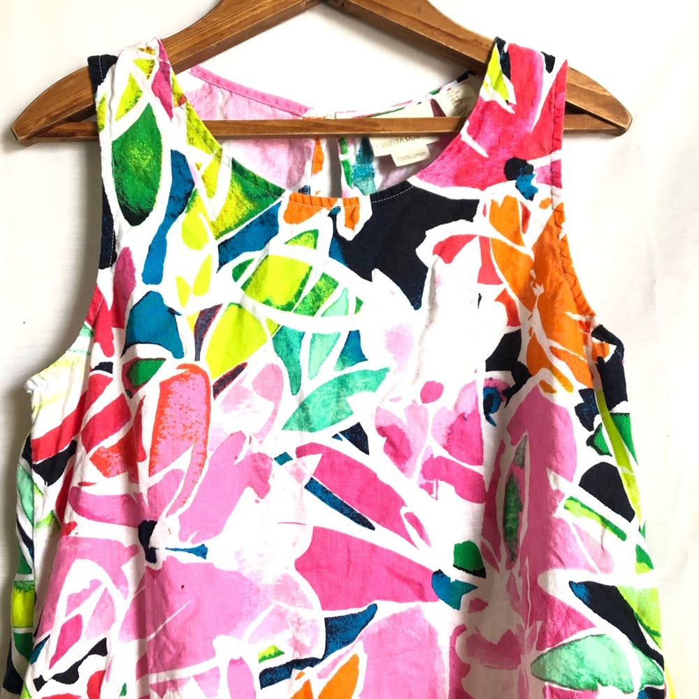 {Cynthia Rowley} Tropical Floral A-line Pocket Linen Mini Dress - Picture 4 of 6